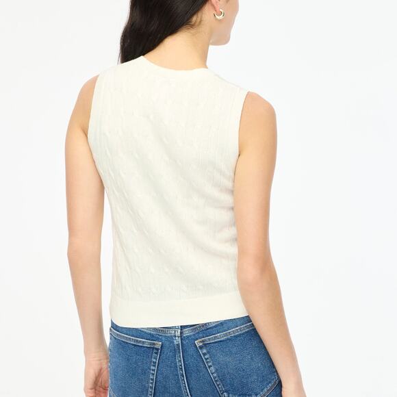 NWT J.Crew Cotton Cable Sweater Shell in Ivory Size XS - Picture 2 of 7